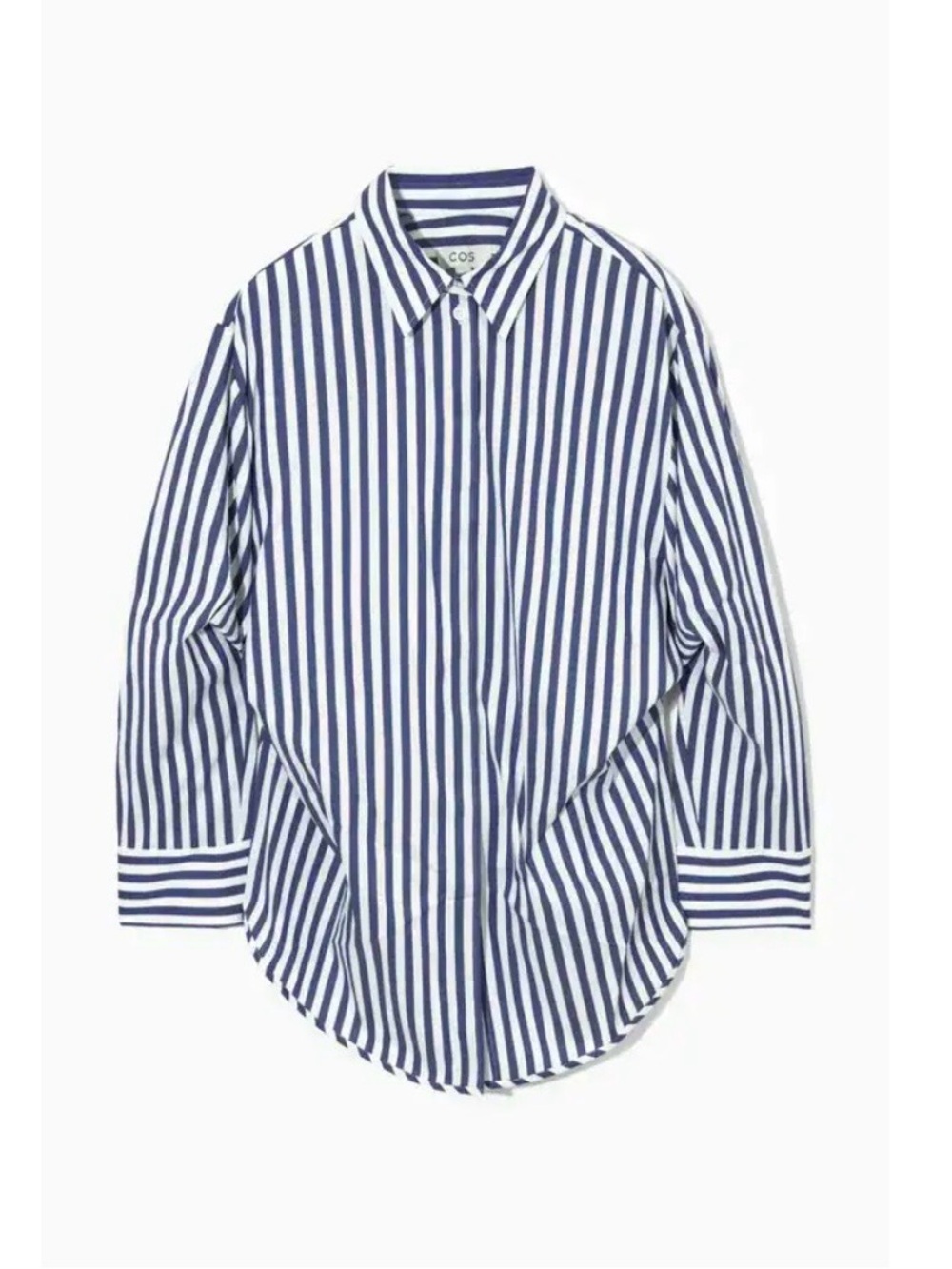 COS Oversized Waisted Striped Shirt Blue & White Classic Sleeves Dolman Size 4